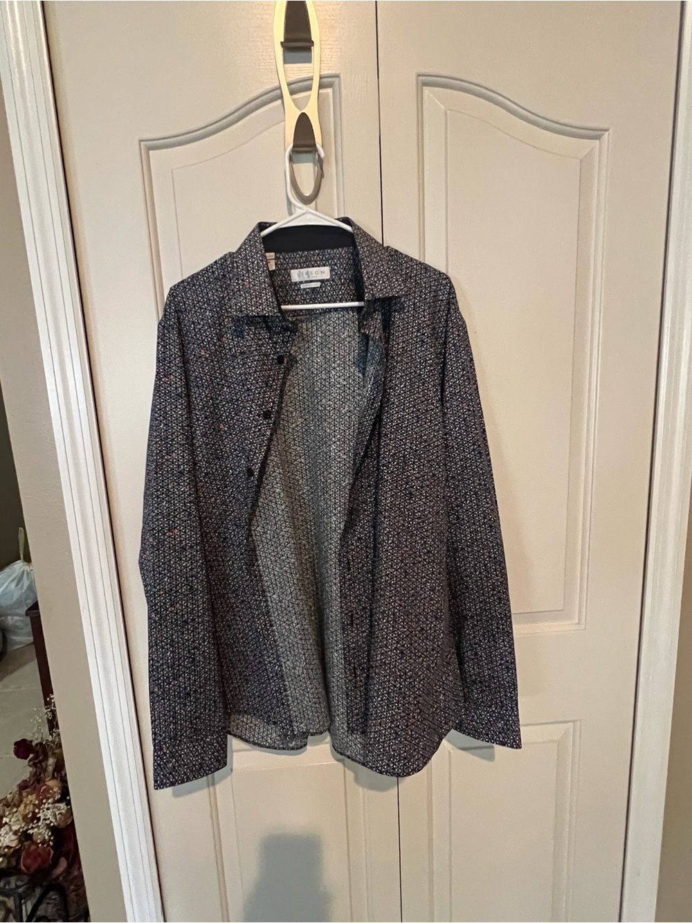 Men Eileen Fisher Navy Patterned Lightweight long sleeve shirt